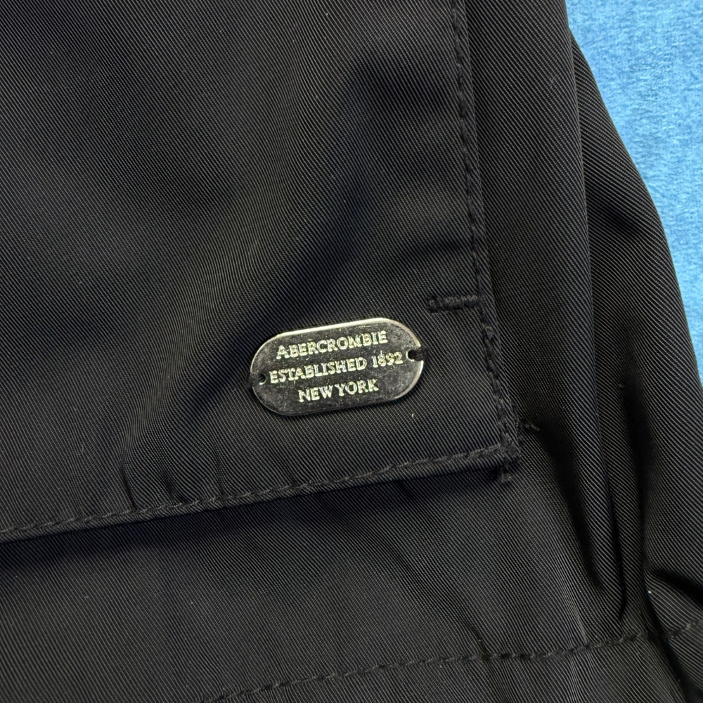 Abercrombie & Fitch Nylon Parka Jacket Hooded Black Water Resistant S - Picture 2 of 8